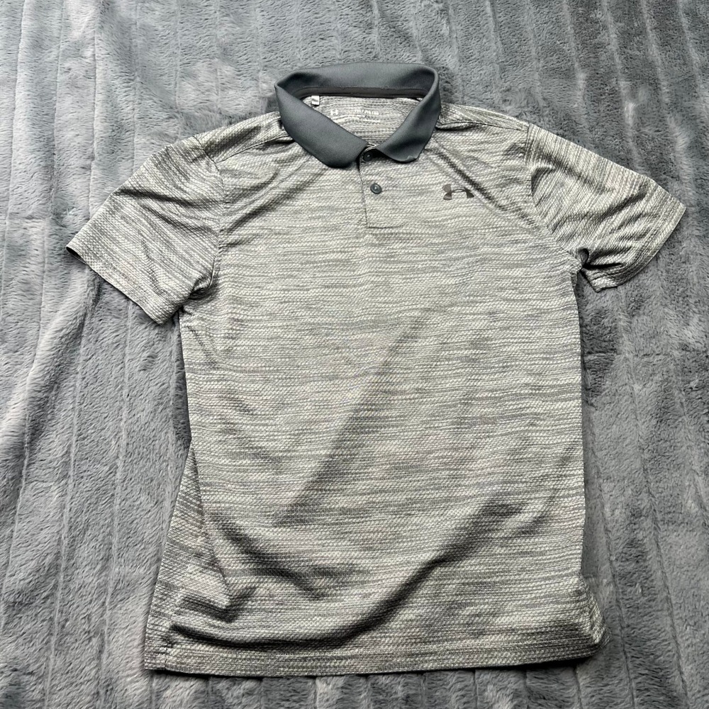 Under Armour Boys HeatGear Polo Shirt Gray Space Dye Loose Fit YXL 12271